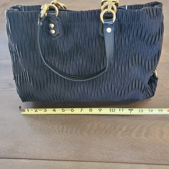 VINTAGE COACH, Ashley Gathered Satin Carryall Tote. BLACK, - Picture 10 of 15